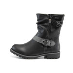 Черни дамски боти, здрава еко-кожа - всекидневни обувки за есента и зимата N 100011976