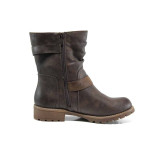 Кафяви дамски боти, здрава еко-кожа - всекидневни обувки за есента и зимата N 100011977