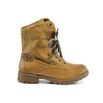 Кафяви анатомични дамски боти, здрава еко-кожа - всекидневни обувки за есента и зимата N 100011978