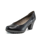 Черни анатомични дамски обувки с висок ток, здрава еко-кожа - всекидневни обувки за пролетта и лятото N 100011987