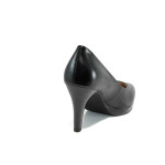 Черни дамски обувки с висок ток, естествена кожа - официални обувки за целогодишно ползване N 100012011