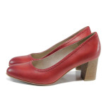 Червени анатомични дамски обувки с висок ток, естествена кожа - всекидневни обувки за пролетта и лятото N 100012016