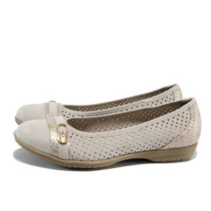 Бежови анатомични дамски обувки с равна подметка, текстил - всекидневни обувки за пролетта и лятото N 100012017