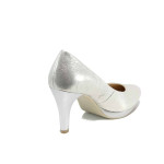 Сиви дамски обувки с висок ток, естествена кожа - официални обувки за пролетта и лятото N 100012019