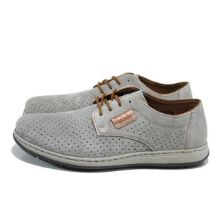 Сиви мъжки обувки, естествен набук - всекидневни обувки за пролетта и лятото N 100012018