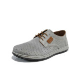 Сиви мъжки обувки, естествен набук - всекидневни обувки за пролетта и лятото N 100012018