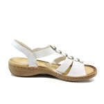 Бели дамски сандали, еко-кожа и текстилна материя - всекидневни обувки за лятото N 100010208