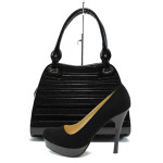 Черен комплект обувки и чанта - елегантен стил за пролетта и лятото N 100010130
