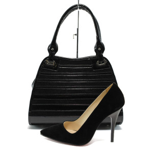 Черен комплект обувки и чанта - елегантен стил за вашето ежедневие N 100010142