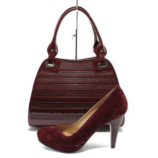 Винен комплект обувки и чанта - елегантен стил за вашето ежедневие N 100010143
