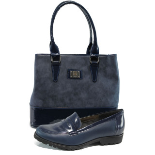 Тъмносин комплект обувки и чанта - удобство и стил за пролетта и лятото N 100010158