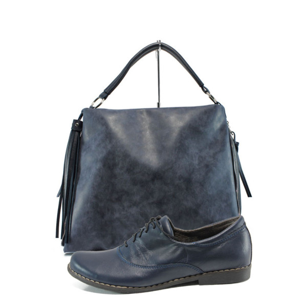 Тъмносин комплект обувки и чанта - удобство и стил за пролетта и лятото N 100010156