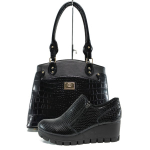 Черен комплект обувки и чанта - удобство и стил за пролетта и лятото N 100010177