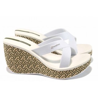 Бели дамски чехли, pvc материя - ежедневни обувки за пролетта и лятото N 100012619