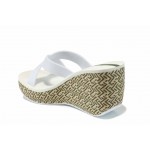 Бели дамски чехли, pvc материя - ежедневни обувки за пролетта и лятото N 100012619