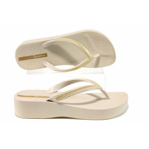 Бежови анатомични дамски чехли, pvc материя - ежедневни обувки за пролетта и лятото N 100012612