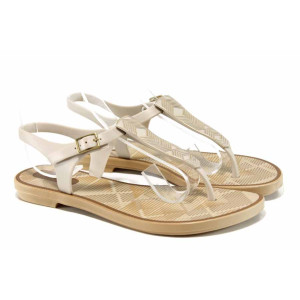 Бежови дамски сандали, pvc материя - ежедневни обувки за пролетта и лятото N 100012587