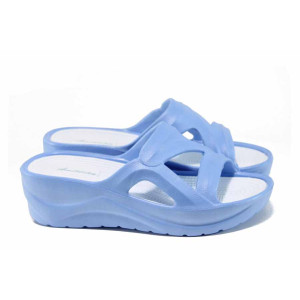 Сини дамски чехли, pvc материя - ежедневни обувки за пролетта и лятото N 100012709