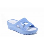 Сини дамски чехли, pvc материя - ежедневни обувки за пролетта и лятото N 100012709