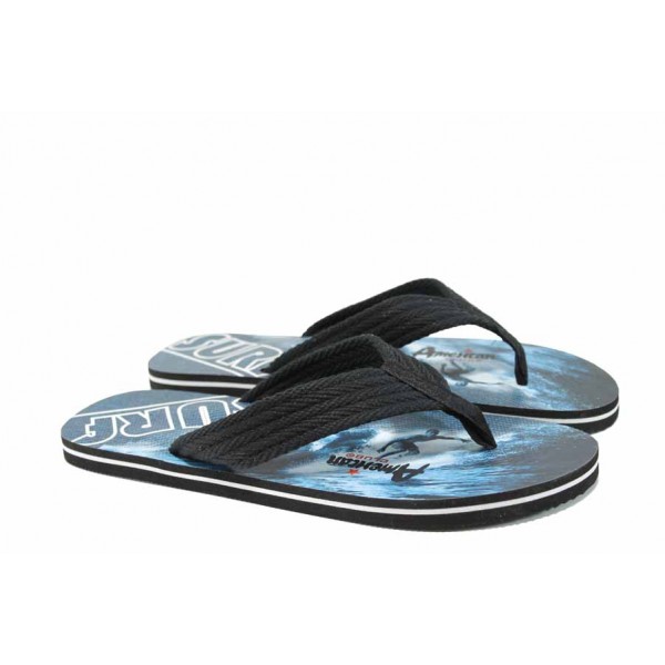 Черни мъжки чехли, pvc материя - ежедневни обувки за пролетта и лятото N 100012725
