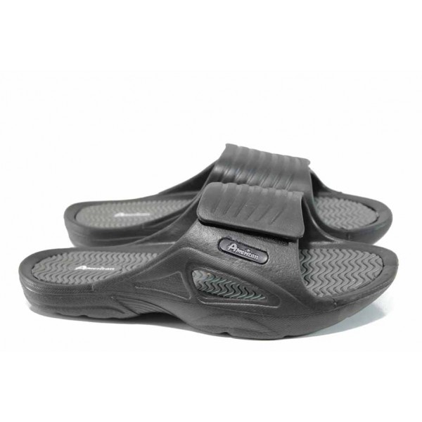 Черни мъжки чехли, pvc материя - ежедневни обувки за пролетта и лятото N 100012724