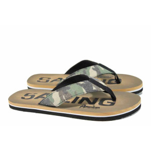 Зелени мъжки чехли, pvc материя - ежедневни обувки за пролетта и лятото N 100012729