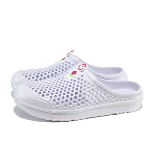 Бели дамски чехли, pvc материя - ежедневни обувки за пролетта и лятото N 100012740