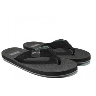 Черни джапанки, pvc материя и текстилна материя - ежедневни обувки за пролетта и лятото N 100012858