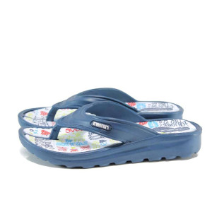 Сини джапанки, pvc материя - ежедневни обувки за пролетта и лятото N 100012874