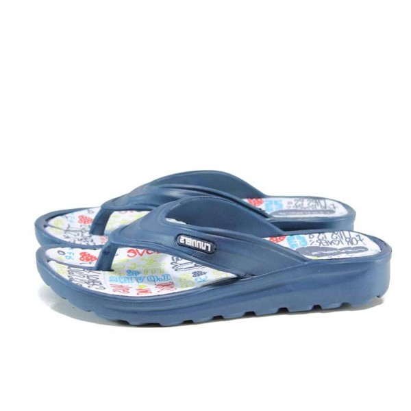 Сини джапанки, pvc материя - ежедневни обувки за пролетта и лятото N 100012874