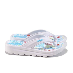 Бели джапанки, pvc материя - ежедневни обувки за пролетта и лятото N 100012875