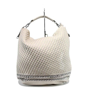 Бежова дамска чанта, здрава еко-кожа - удобство и стил за вашето ежедневие N 100012292