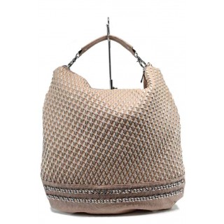 Розова дамска чанта, здрава еко-кожа - удобство и стил за вашето ежедневие N 100012291