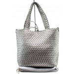 Сребриста дамска чанта, здрава еко-кожа - удобство и стил за вашето ежедневие N 100012290