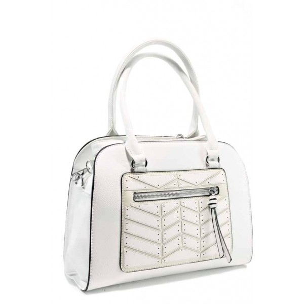 Бяла дамска чанта, здрава еко-кожа - удобство и стил за вашето ежедневие N 100012303