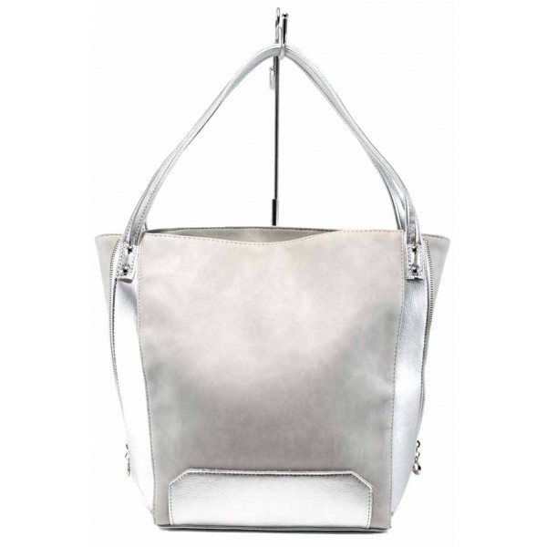 Сива дамска чанта, здрава еко-кожа - удобство и стил за вашето ежедневие N 100012442