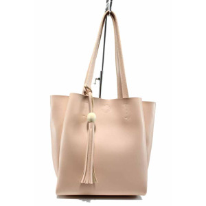 Розова дамска чанта, здрава еко-кожа - удобство и стил за вашето ежедневие N 100012440