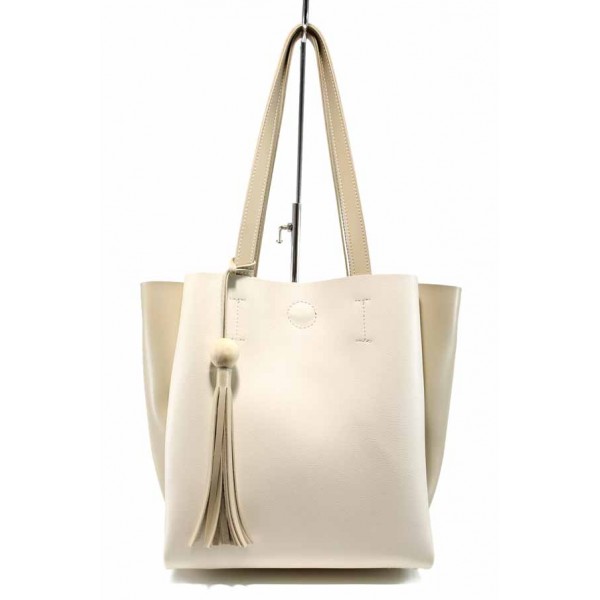 Бежова дамска чанта, здрава еко-кожа - удобство и стил за вашето ежедневие N 100012439