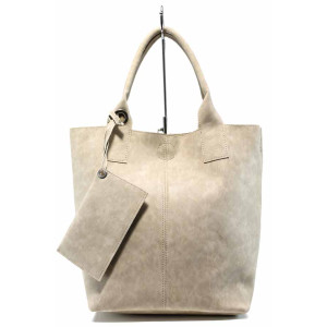 Бежова дамска чанта, здрава еко-кожа - удобство и стил за вашето ежедневие N 100012438