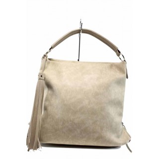 Бежова дамска чанта, здрава еко-кожа - удобство и стил за вашето ежедневие N 100012435