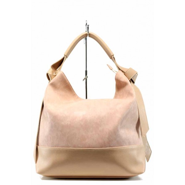 Розова дамска чанта, здрава еко-кожа - удобство и стил за вашето ежедневие N 100012486