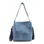 Тъмносиня дамска чанта, здрава еко-кожа - удобство и стил за вашето ежедневие N 100013357