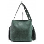 Зелена дамска чанта, здрава еко-кожа - удобство и стил за вашето ежедневие N 100013354