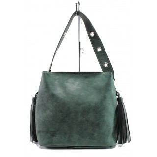 Зелена дамска чанта, здрава еко-кожа - удобство и стил за вашето ежедневие N 100013354