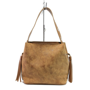 Кафява дамска чанта, здрава еко-кожа - удобство и стил за вашето ежедневие N 100013352