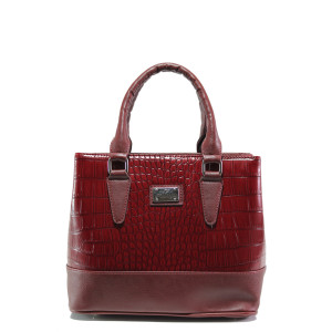 Винена дамска чанта, еко-кожа с крокодилска шарка - удобство и стил за вашето ежедневие N 10009347