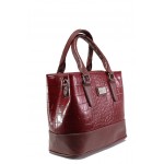 Винена дамска чанта, еко-кожа с крокодилска шарка - удобство и стил за вашето ежедневие N 10009347