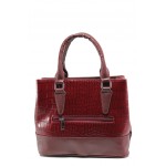 Винена дамска чанта, еко-кожа с крокодилска шарка - удобство и стил за вашето ежедневие N 10009347