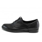 Черни анатомични дамски обувки с равна подметка, естествена кожа - всекидневни обувки за пролетта и лятото N 100012043