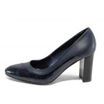 Сини дамски обувки с висок ток, естествена кожа - всекидневни обувки за пролетта и лятото N 100012066